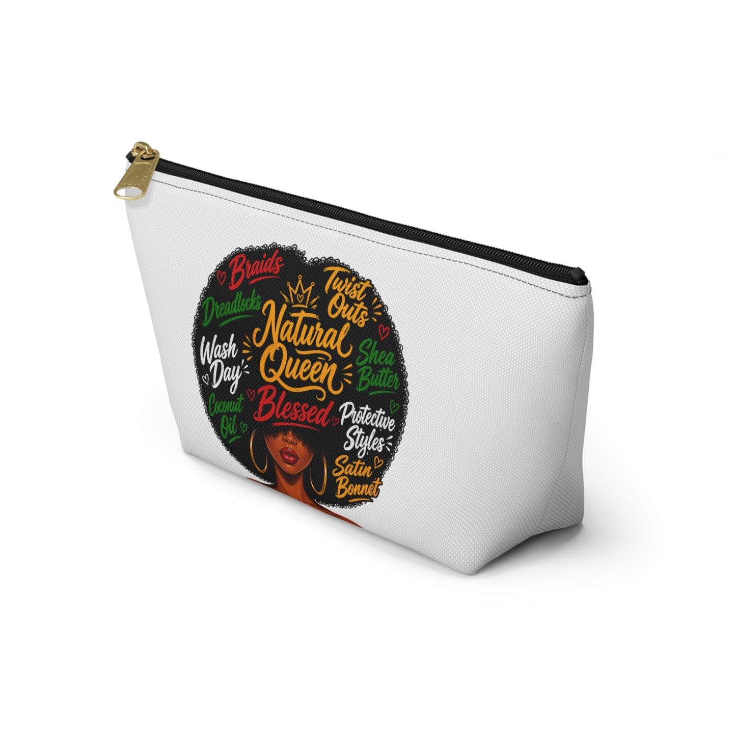 Natural Hair Queen Accessory Pouch | Black Girl Makeup Bag | Natural Hair Cosmetic Bag | Afro Hair Travel Pouch