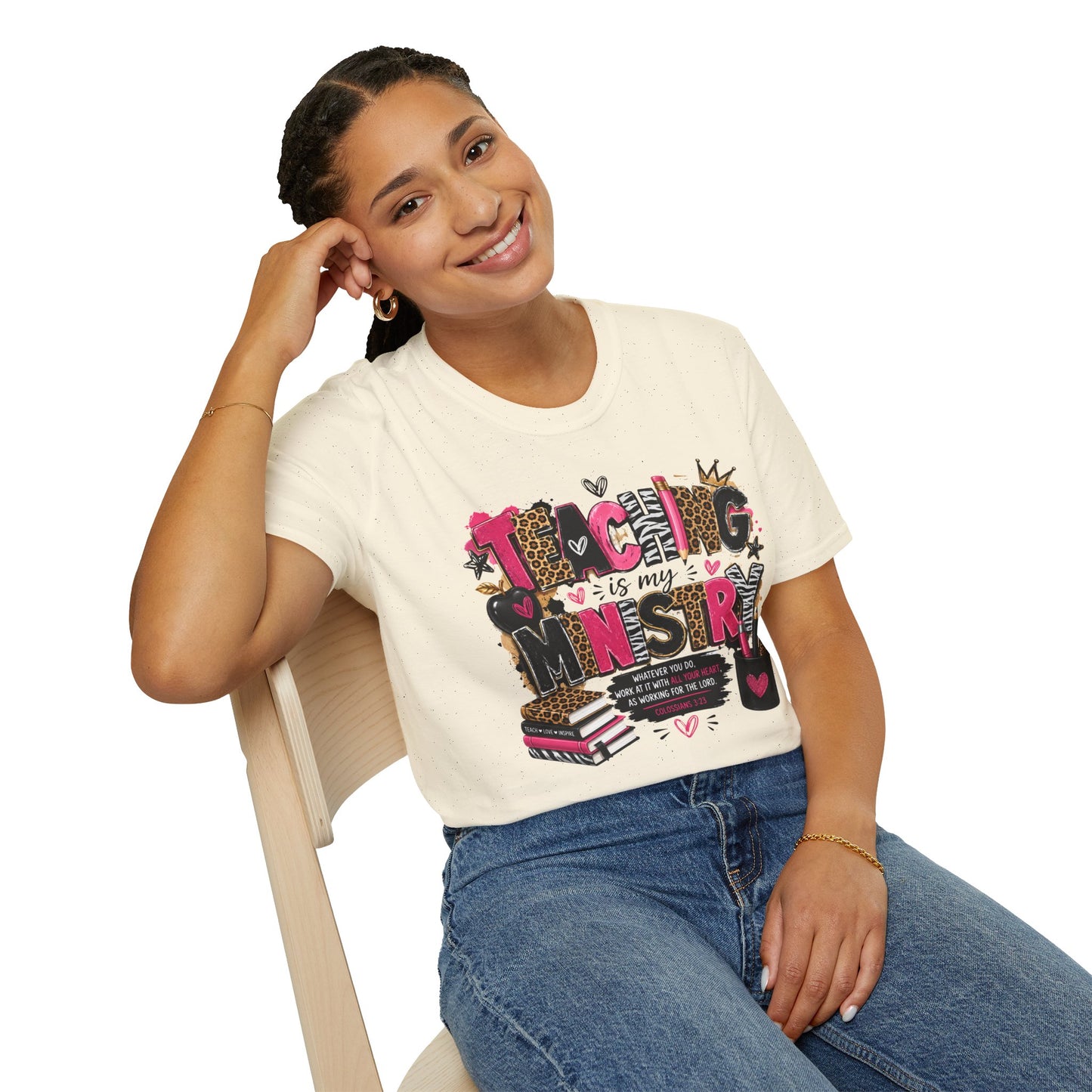 Teaching Is My Ministry Shirt, Leopard Zebra Print Teacher Shirt, Colossians 3:23 Christian Teacher Tee, SLP SLPA Gift Shirt