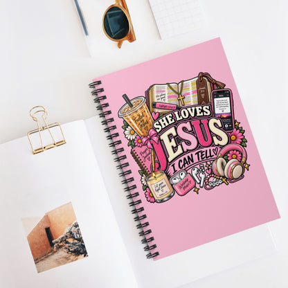 She Loves Jesus I Can Tell Spiral Journal, Christian Girly Notebook, Faith Based Prayer Journal, Cute Pink Bible Journal Gift for Her