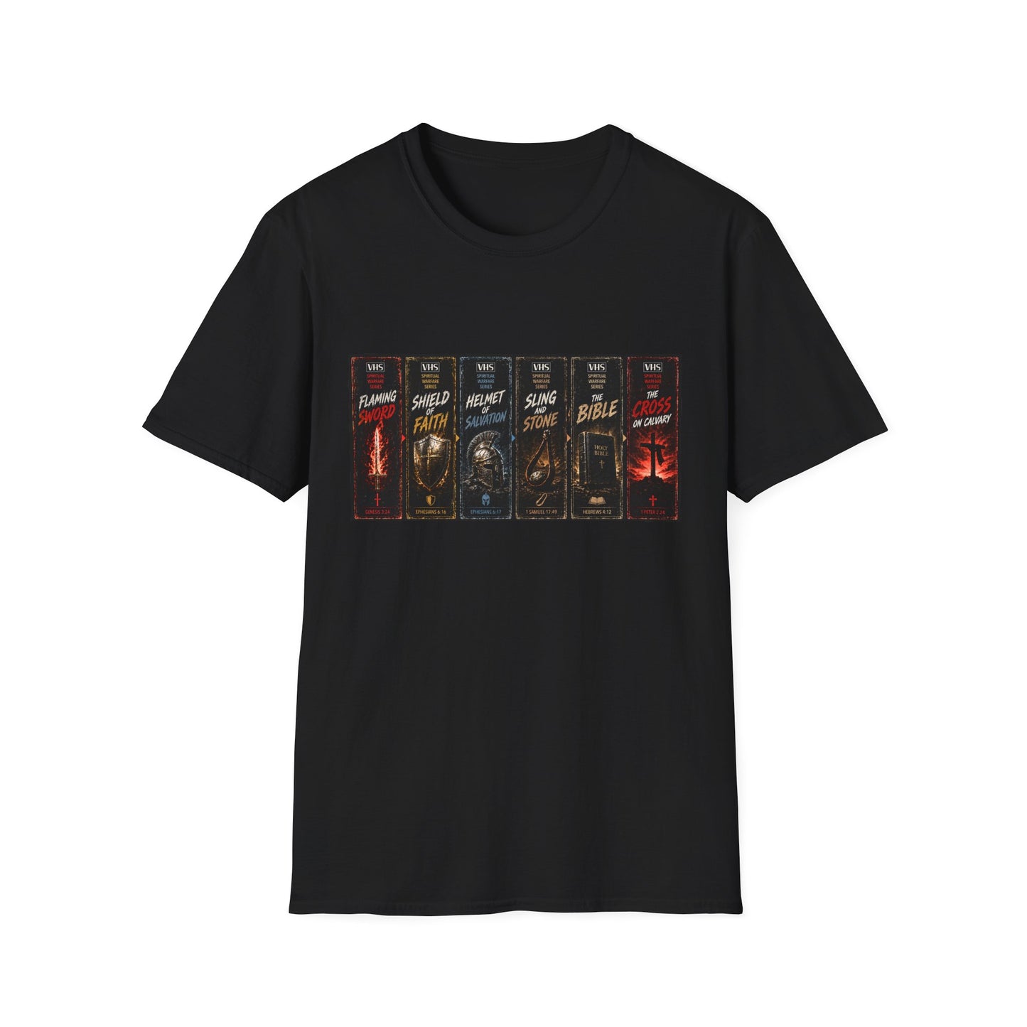 Armor of God VHS Panels T-Shirt Gift | Ephesians 6 Christian Warrior Mens Tee, Spiritual Warfare Graphic Shirt