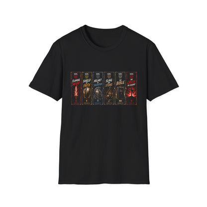 Armor of God VHS Panels T-Shirt Gift | Ephesians 6 Christian Warrior Mens Tee, Spiritual Warfare Graphic Shirt