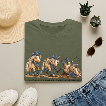 Walking by Faith (Tripping Constantly) Horse Denim Cowgirl  Graphic Tee