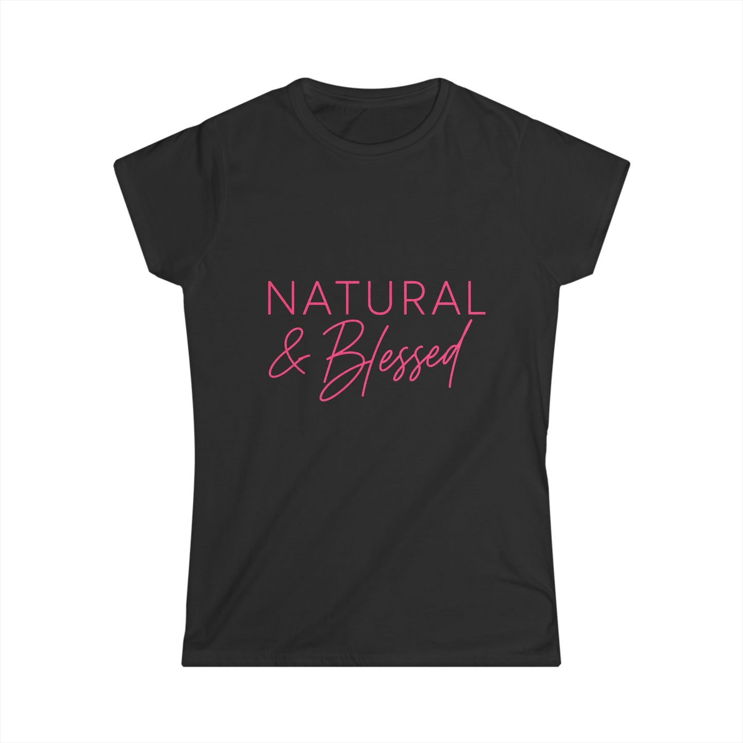 Natural & Blessed tee | Women's t-shirt, pink Natural Hair Christian faith design