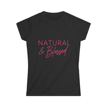 Natural & Blessed tee | Women's t-shirt, pink Natural Hair Christian faith design