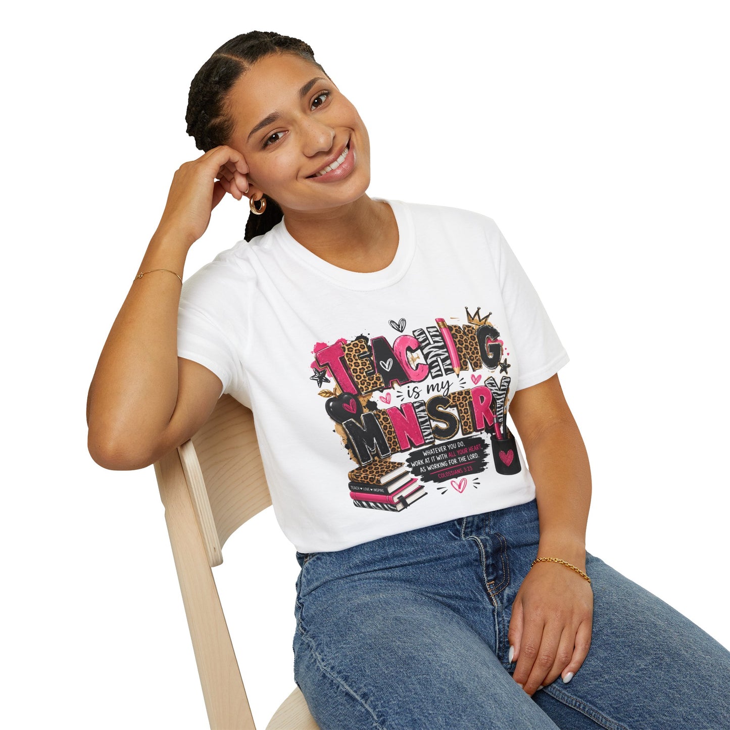 Teaching Is My Ministry Shirt, Leopard Zebra Print Teacher Shirt, Colossians 3:23 Christian Teacher Tee, SLP SLPA Gift Shirt