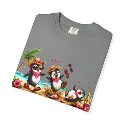 Comfort Colors® Walking By Faith Tripping Constantly Shirt, Beach Penguin Shirt, Summer Vacation Tee, Funny Penguin Tee, Faith Based Shirt