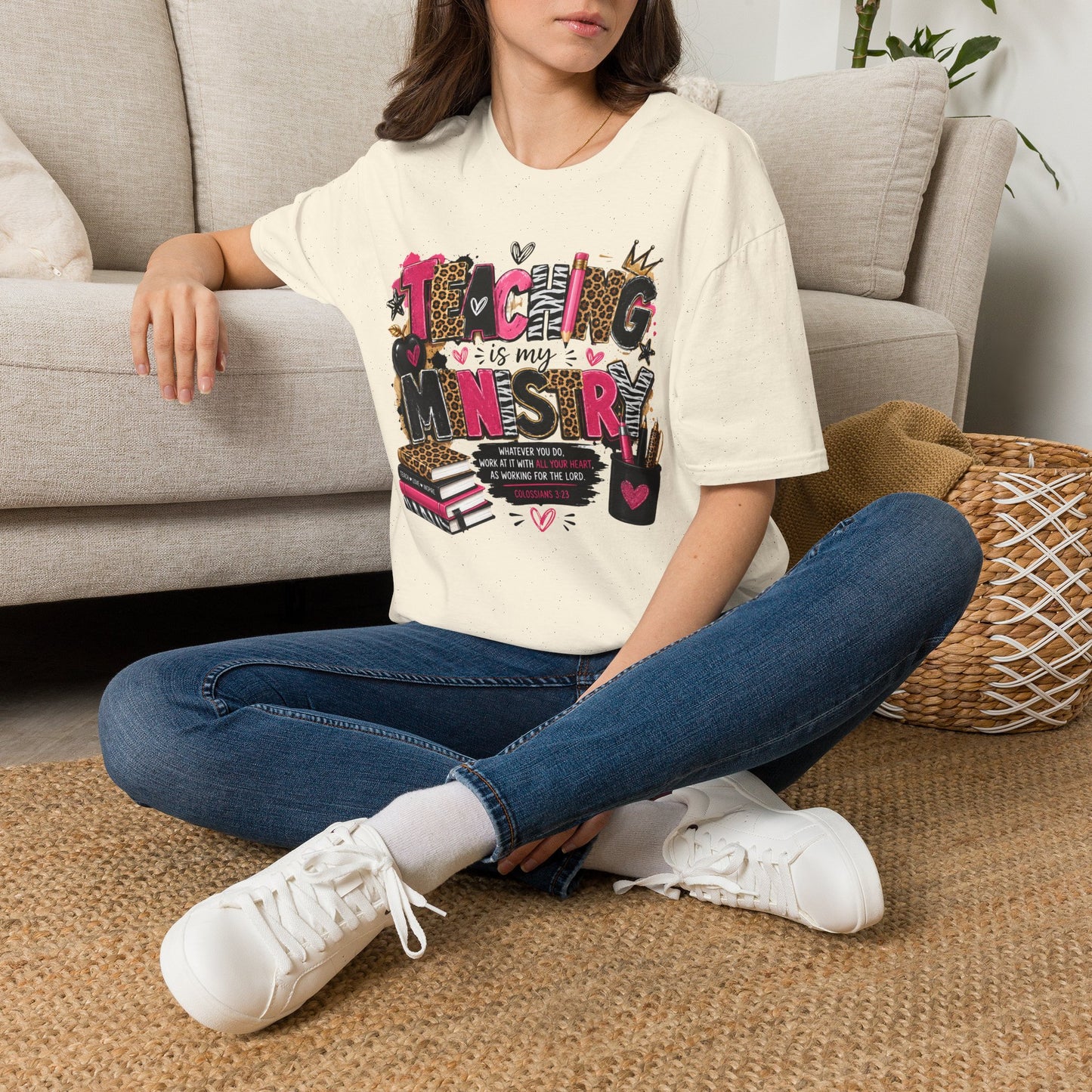 Teaching Is My Ministry Shirt, Leopard Zebra Print Teacher Shirt, Colossians 3:23 Christian Teacher Tee, SLP SLPA Gift Shirt