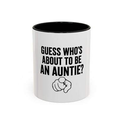 Promoted to Auntie Mug Guess Whos About To Be An Auntie Long Distance Baby Reveal Pregnancy Announcement Gift For Sister Aunt To Be Cup