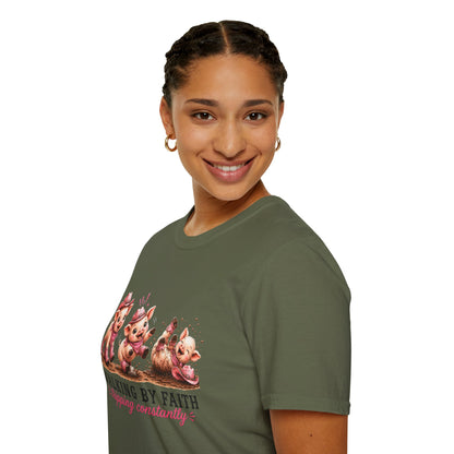 Walking by Faith Tripping Constantly Pig Tee