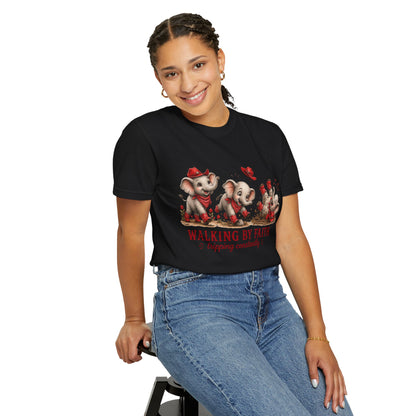 Comfort Colors® Walking By Faith tripping constantly T-Shirt | Cute Red Elephant Shirt