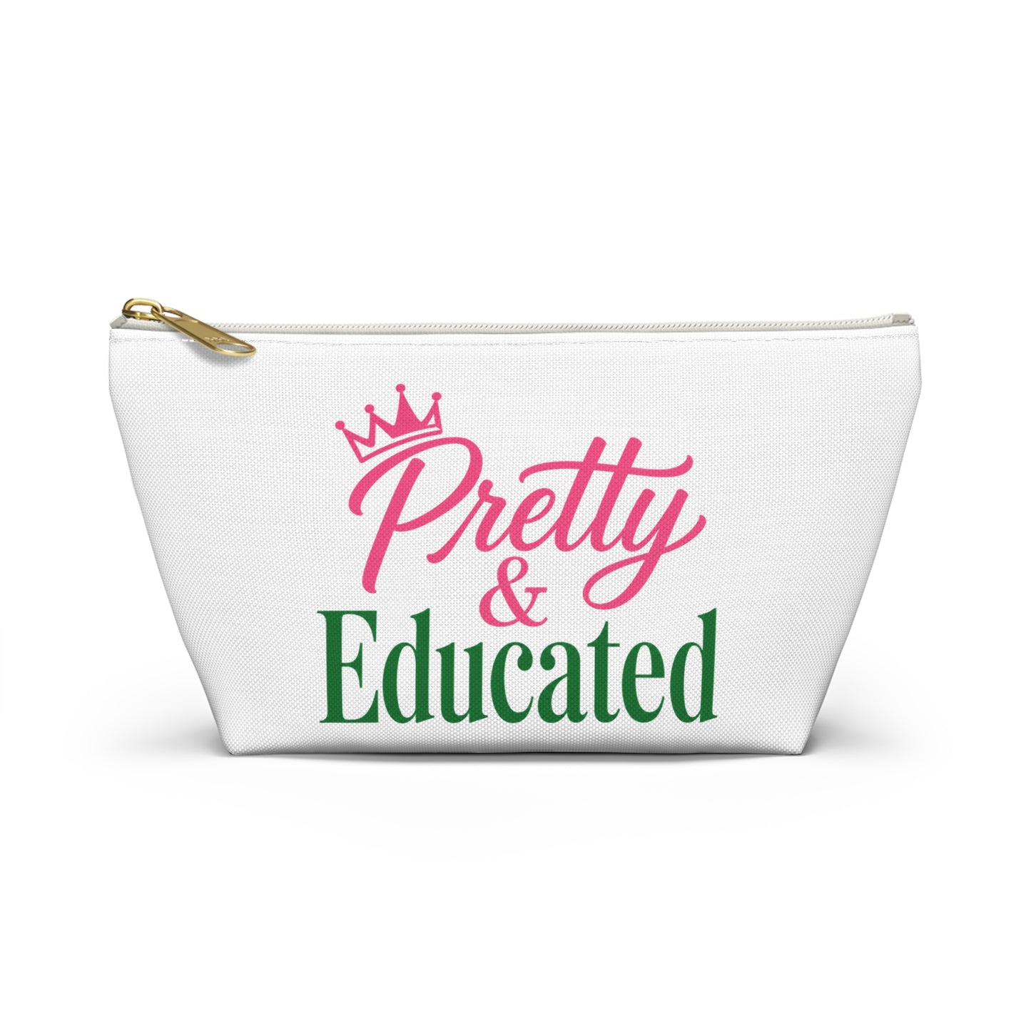Pretty & Educated Pink  Green Accessory Pouch |  Makeup Bag