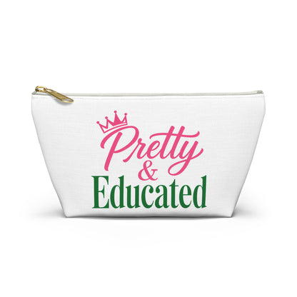 Pretty & Educated Pink  Green Accessory Pouch |  Makeup Bag