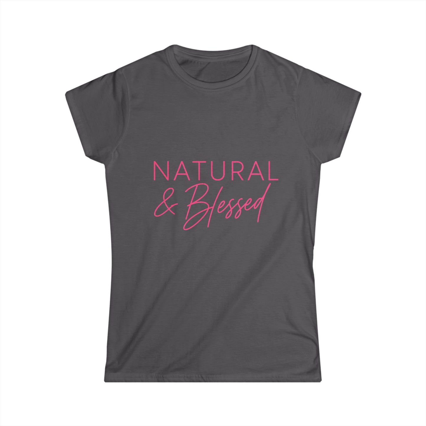 Natural & Blessed tee | Women's t-shirt, pink Natural Hair Christian faith design