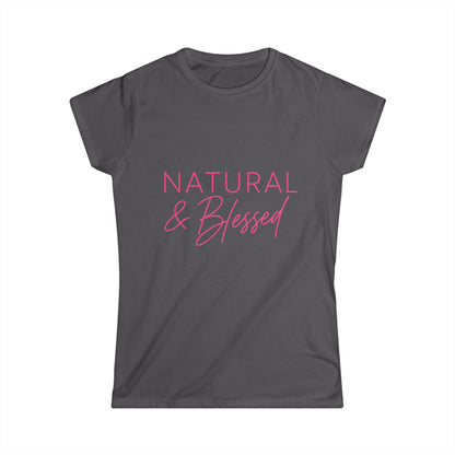 Natural & Blessed tee | Women's t-shirt, pink Natural Hair Christian faith design