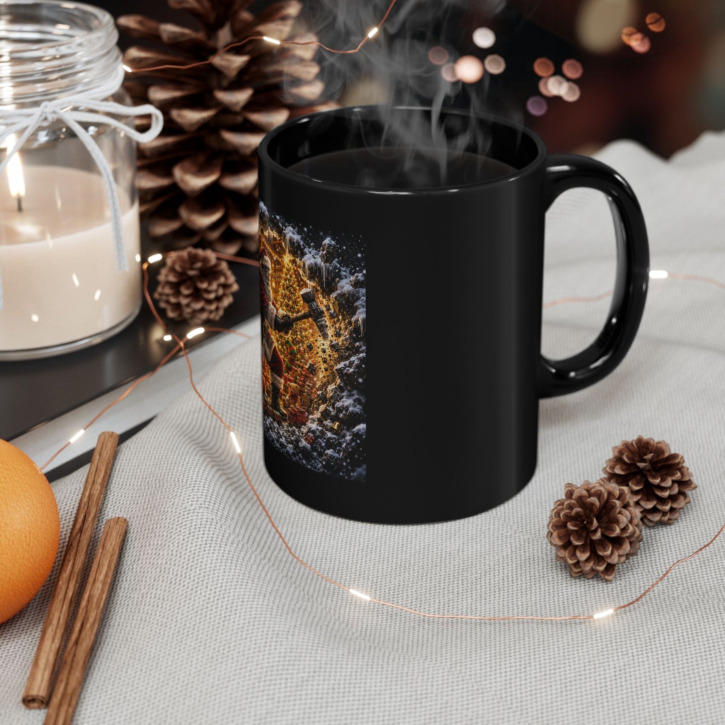 Black Santa Christmas Mug, African American Santa Coffee Cup, Black Santa Claus Mug, Christmas Gift, Holiday Mug, Black Christmas Mug
