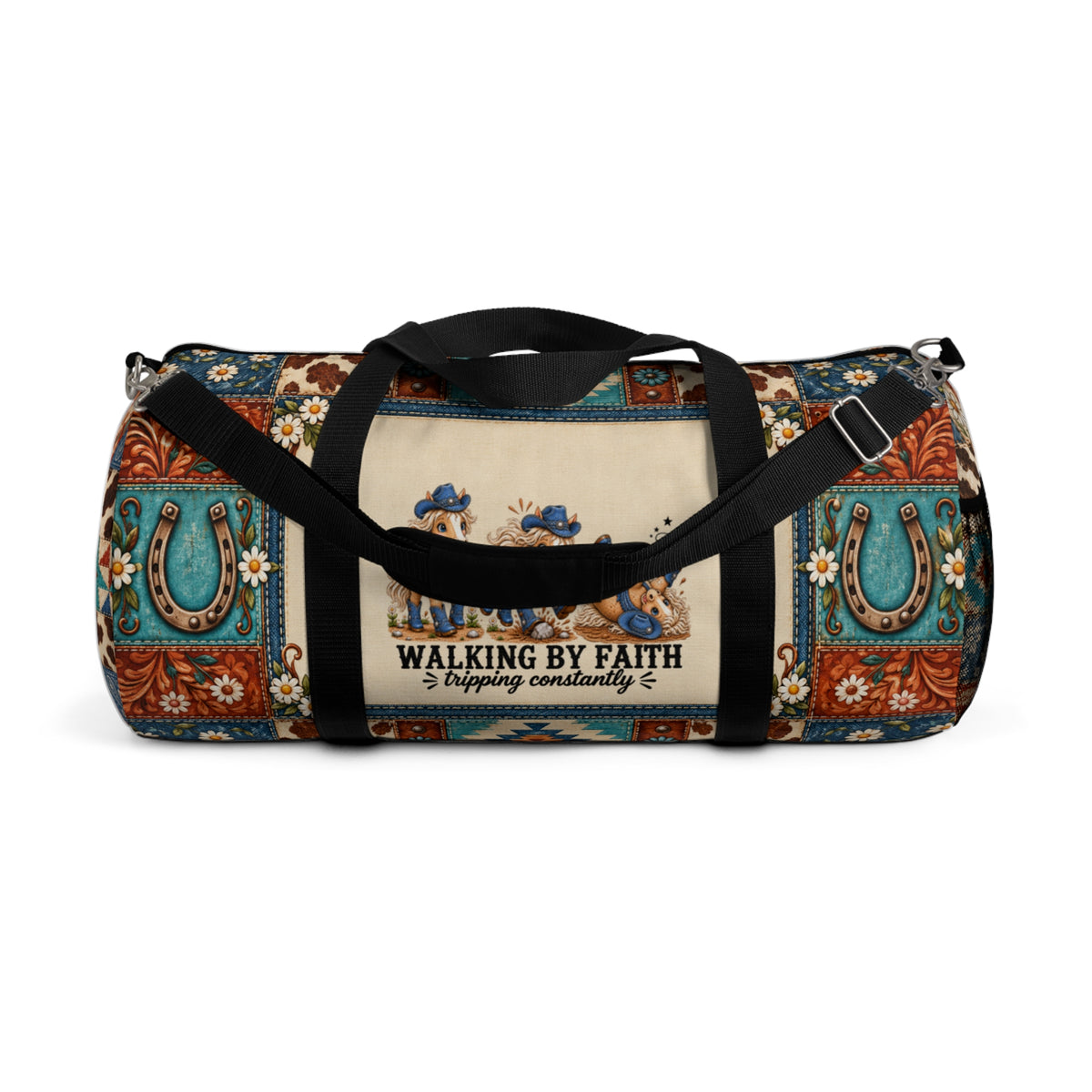 Walking By Faith Tripping Constantly Horse *Limited Edition* Duffel Bag, Western Cowgirl Rodeo Weekend Canvas Travel Bag, Horse Getaway Gift
