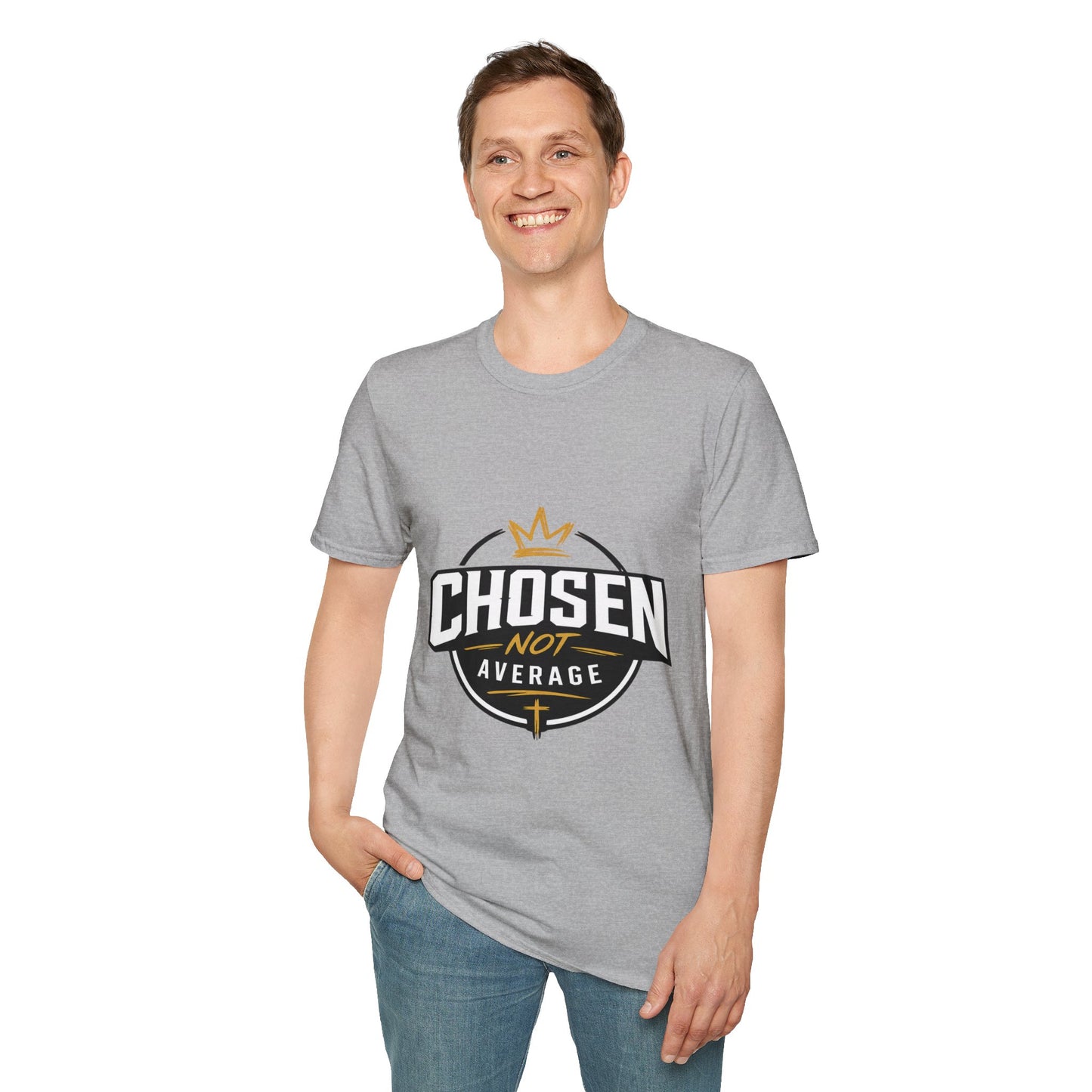 Chosen Not Average Christian T-Shirt Gift for Him | Inspirational College Tee for Men, Faith Streetwear Shirt, Crown Cross Graphic Tee