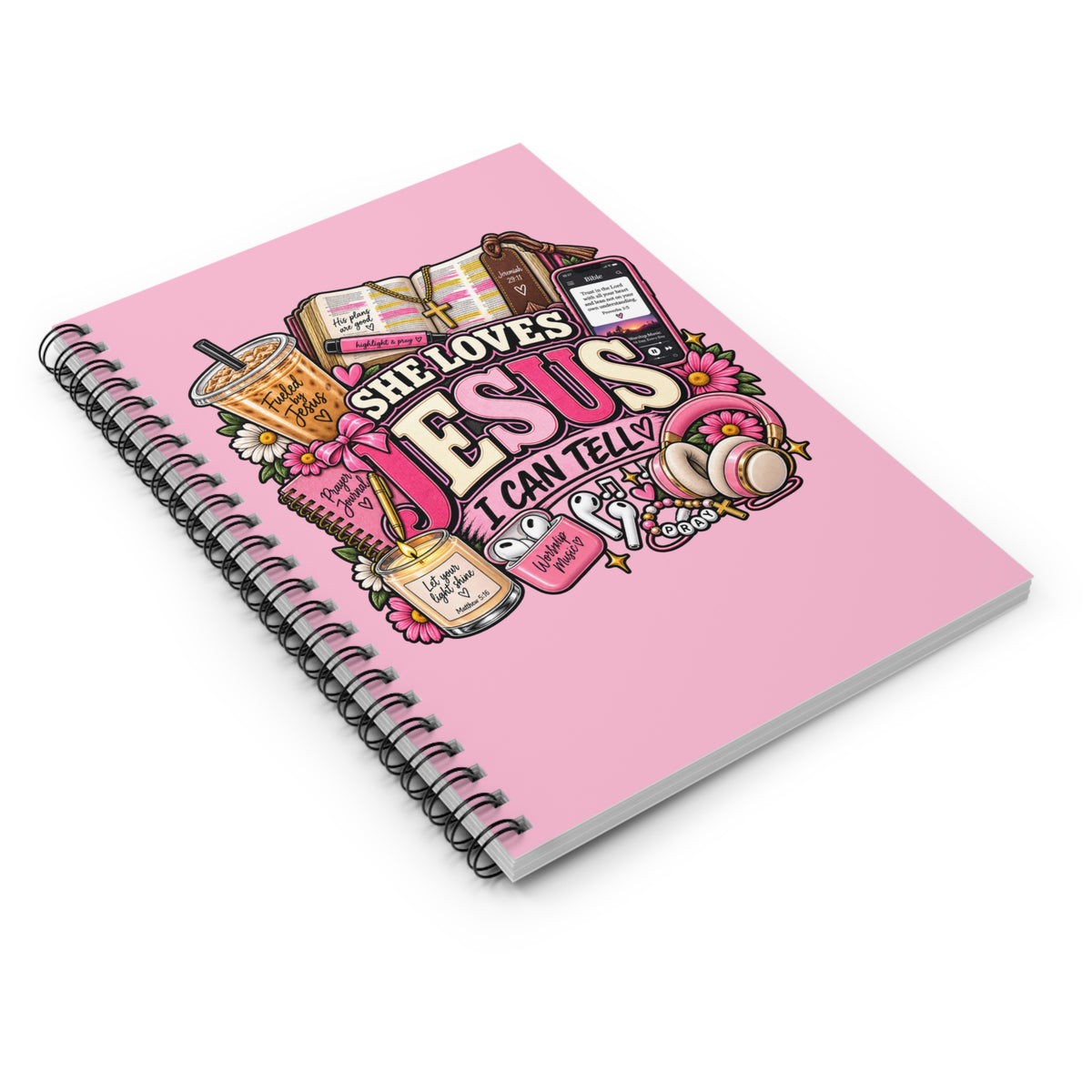 She Loves Jesus I Can Tell Spiral Journal, Christian Girly Notebook, Faith Based Prayer Journal, Cute Pink Bible Journal Gift for Her