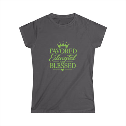 Favored Educated and Blessed Tee Pink Green