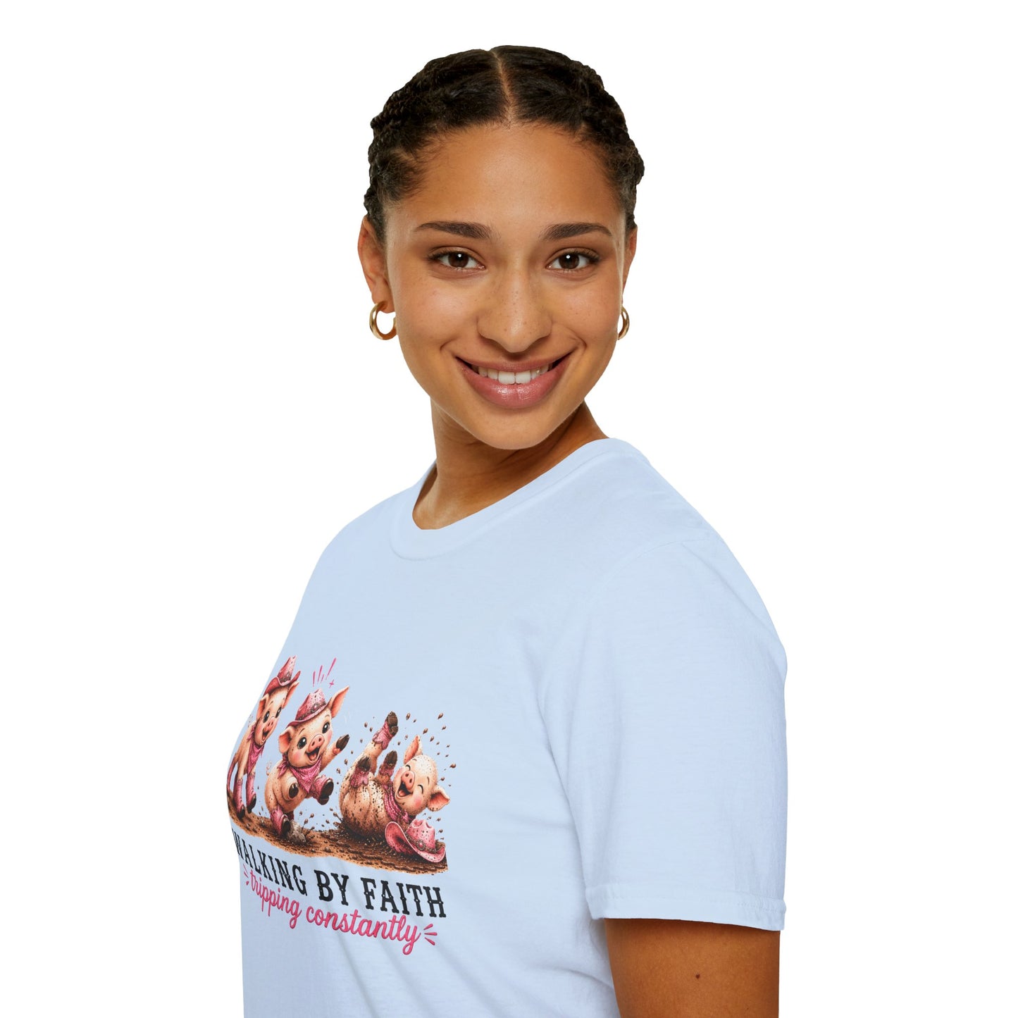 Walking by Faith Tripping Constantly Pig Tee