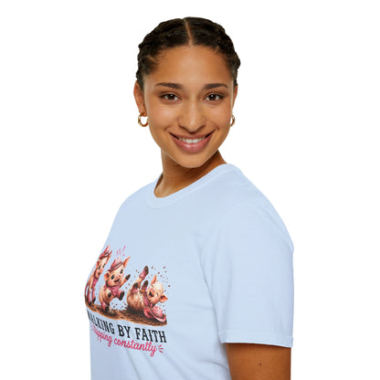 Walking by Faith Tripping Constantly Pig Tee