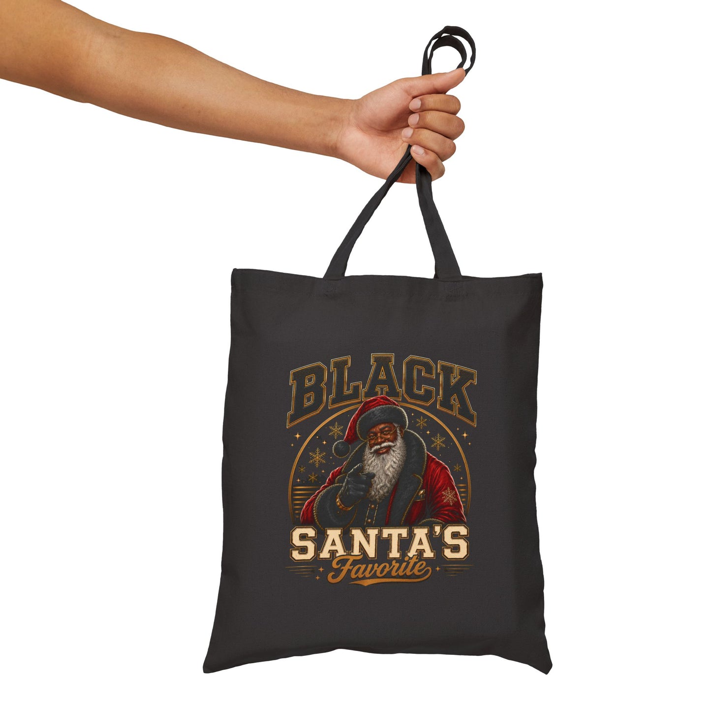 Black Santa Gift Bag Tote – Christmas Tote Bag, African American Santa Holiday Gift Bag