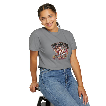 Walking By Faith Tripping Constantly Sassy Cow Comfort Colors® Cowgirl Tee