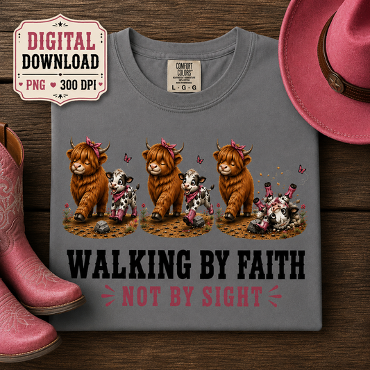 Walk By Faith Not By Sight Highland Cow Digital Download